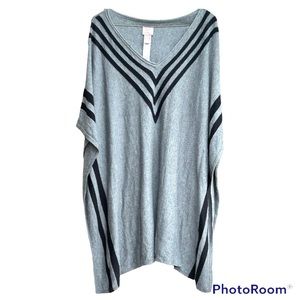 Chico’s Gray and Black Color block  Poncho Sweater Size Small Medium